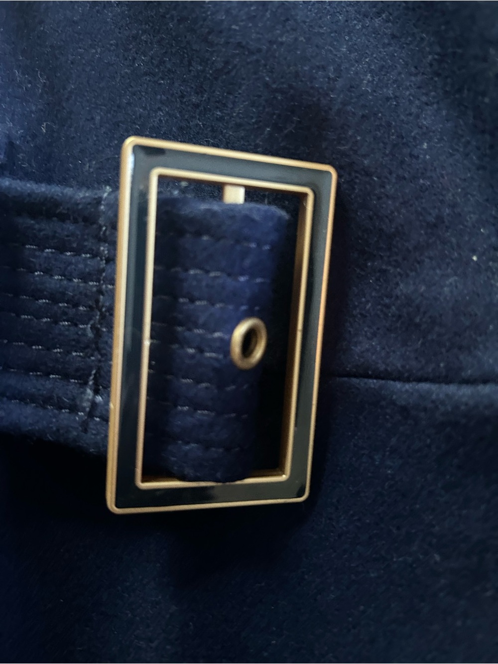 Kenneth Cole New York Navy Belted Wool-Blend Pea Coat with Gold Hardware - Picture 9 of 9
